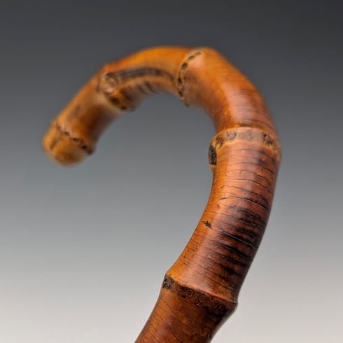 Antique Men's Bamboo Bent Handle Walking Stick 87cm